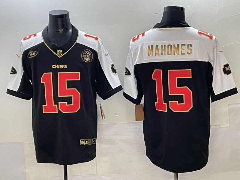 Men 2025 Kansas City Chiefs #15 Mahomes Black Nike Limited NFL Jersey 01